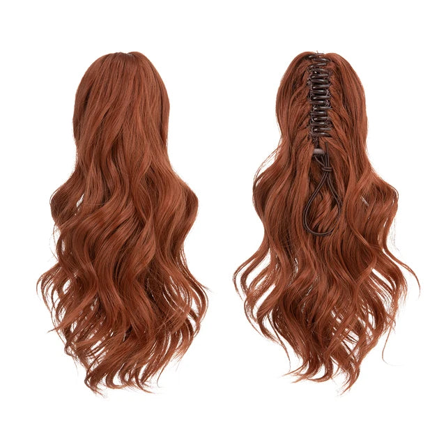 14 Inch Premium Synthetic Wavy Claw Clip In Ponytail Blonde Brown Short Hairpiece Fake Hair Daliy Pigtail Hair Extension P065 - MONA HAIR