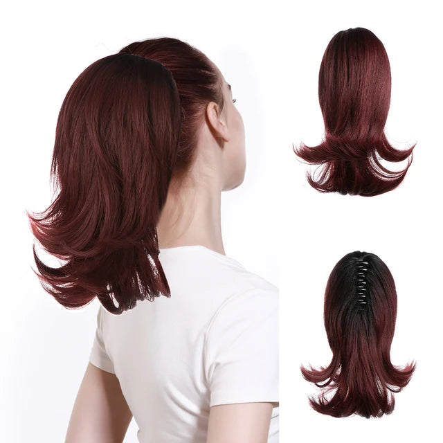 High Quality Synthetic Claw Clip In Hairpiece Lady Ponytail Hair Extension Fake Hair Wavy Overhead Tail Blonde Smooth Horsetail - MONA HAIR