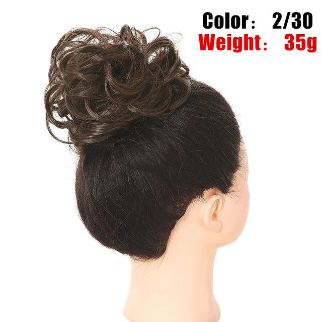 Messy Hair Bun ElasticSynthetic Scrunchie Hairpieces for Women Chignon Updo Donut Curly Hair Rope Rubber Band Wrap Ponytail - MONA HAIR