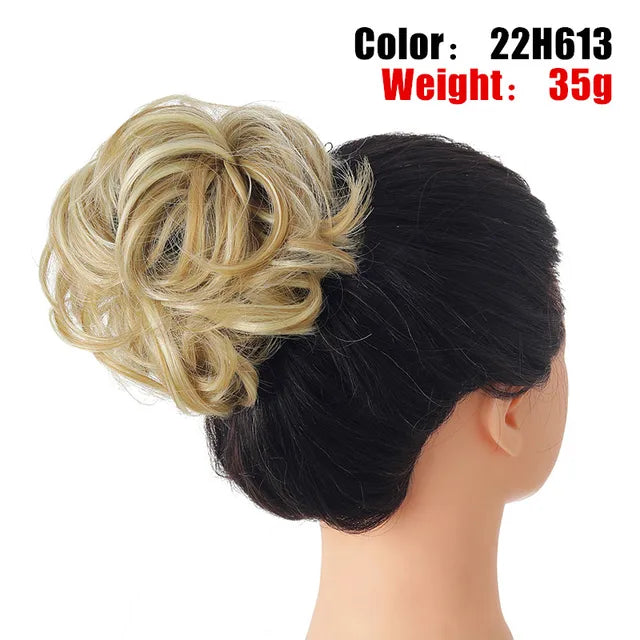 Messy Hair Bun ElasticSynthetic Scrunchie Hairpieces for Women Chignon Updo Donut Curly Hair Rope Rubber Band Wrap Ponytail - MONA HAIR