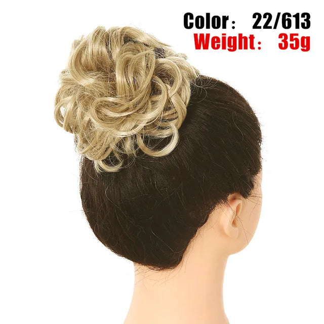 Messy Hair Bun ElasticSynthetic Scrunchie Hairpieces for Women Chignon Updo Donut Curly Hair Rope Rubber Band Wrap Ponytail - MONA HAIR