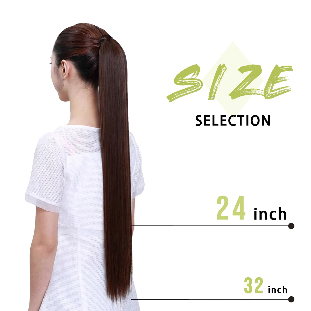 Premium Synthetic Straight Daily Ponytail Hair Extension Clip in Hairpiece Smooth Overhead Pony Tail Wrap Around Pigtail P001 - MONA HAIR
