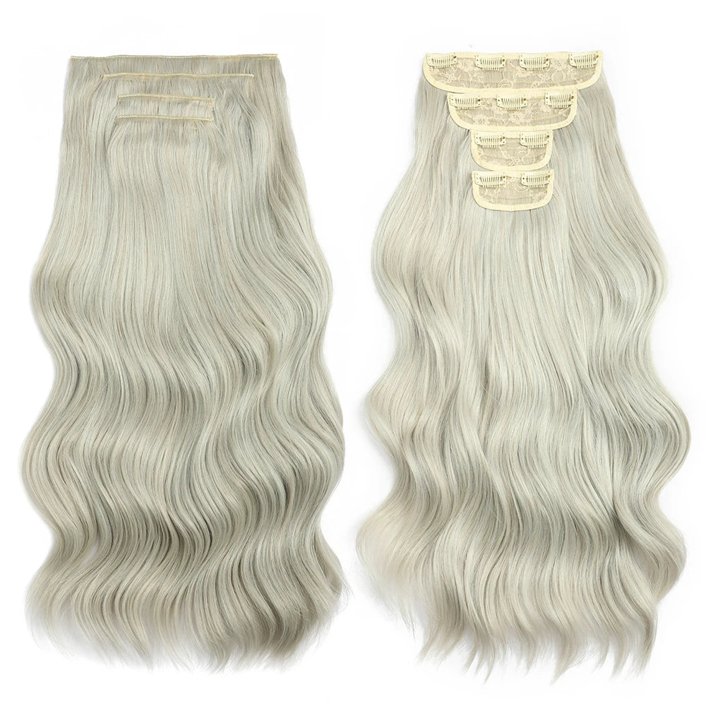 Blonde Clip in Hair Extensions Body Wave 22 inches 4 pcs/lot Soft Natural Heat Resistant BIO-Synthetic Hair - MONA HAIR