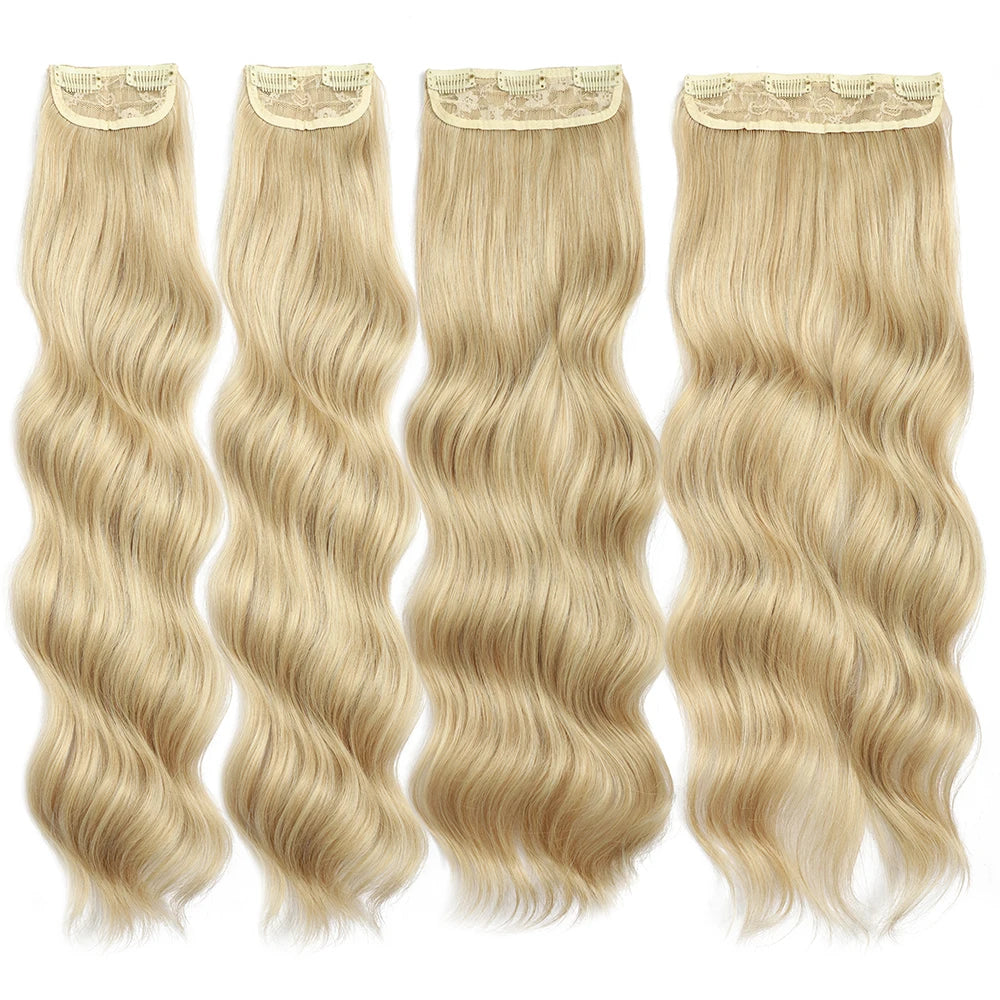 Blonde Clip in Hair Extensions Body Wave 22 inches 4 pcs/lot Soft Natural Heat Resistant BIO-Synthetic Hair - MONA HAIR