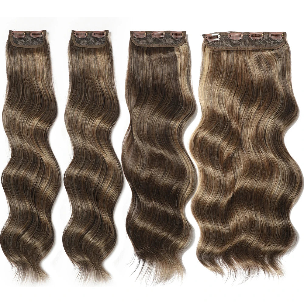 Bio Body-Wave Clip in Hair Extensions 22" 4Pcs/lot 220g Soft Natural Heat Resistant Bio-Synthetic Fiber - MONA HAIR
