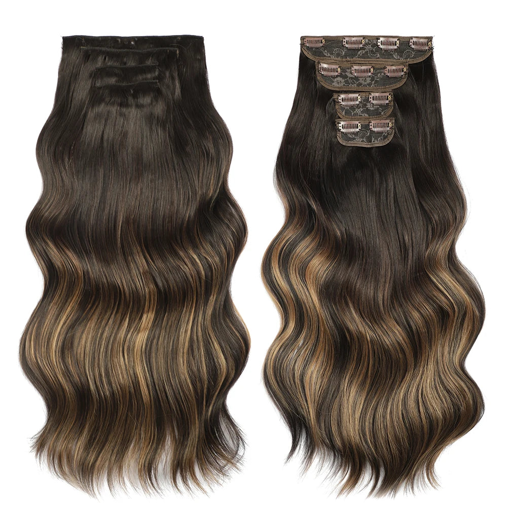 Blonde Clip in Hair Extensions Body Wave 22 inches 4 pcs/lot Soft Natural Heat Resistant BIO-Synthetic Hair - MONA HAIR