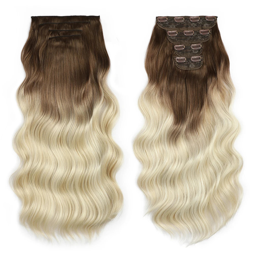 Bio Body-Wave Clip in Hair Extensions 22" 4Pcs/lot 220g Soft Natural Heat Resistant Bio-Synthetic Fiber - MONA HAIR