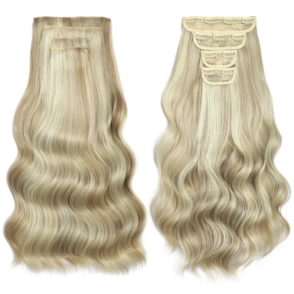 Bio Body-Wave Clip in Hair Extensions 22" 4Pcs/lot 220g Soft Natural Heat Resistant Bio-Synthetic Fiber - MONA HAIR