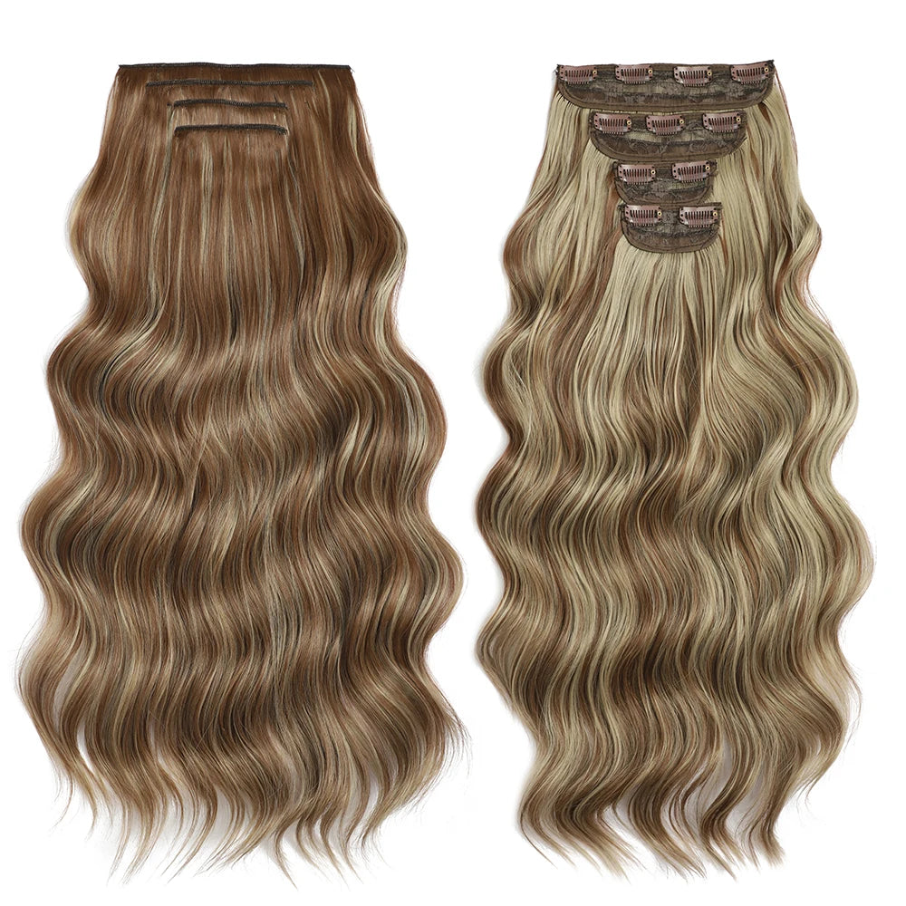 Blonde Clip in Hair Extensions Body Wave 22 inches 4 pcs/lot Soft Natural Heat Resistant BIO-Synthetic Hair - MONA HAIR