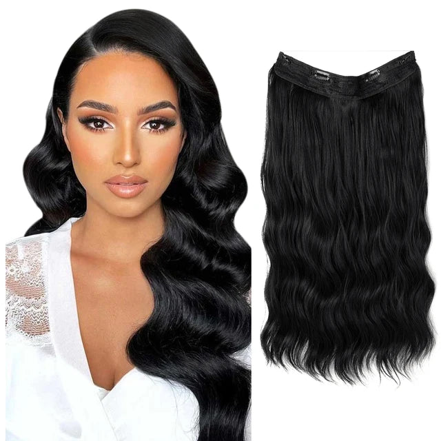 MONA PREMIUM QUALITY Wave Invisible Clip in Hair Extensions Fish Line Ombre Natural Blonde One Piece Hairpiece Fake Hair Piece - MONA HAIR