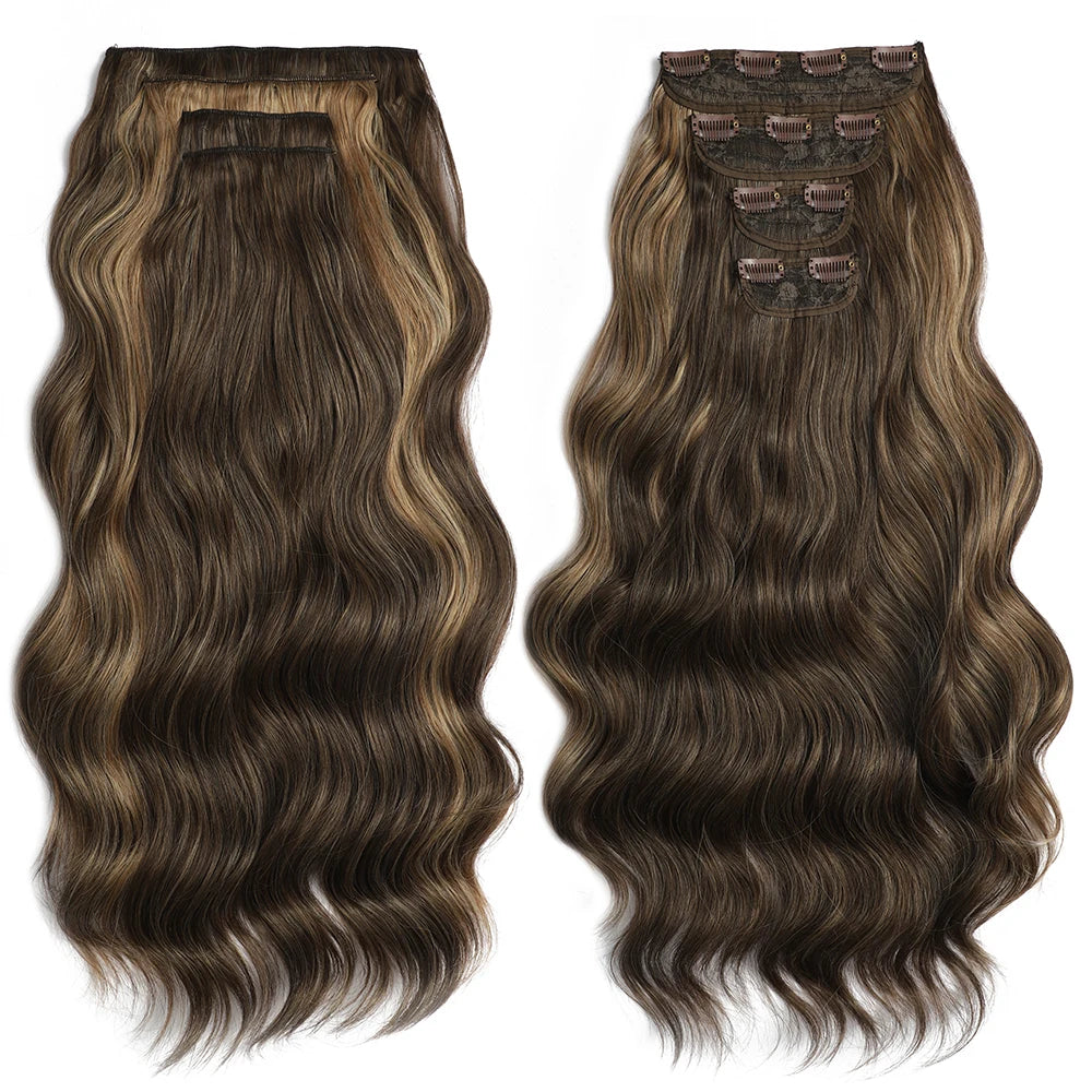Blonde Clip in Hair Extensions Body Wave 22 inches 4 pcs/lot Soft Natural Heat Resistant BIO-Synthetic Hair - MONA HAIR
