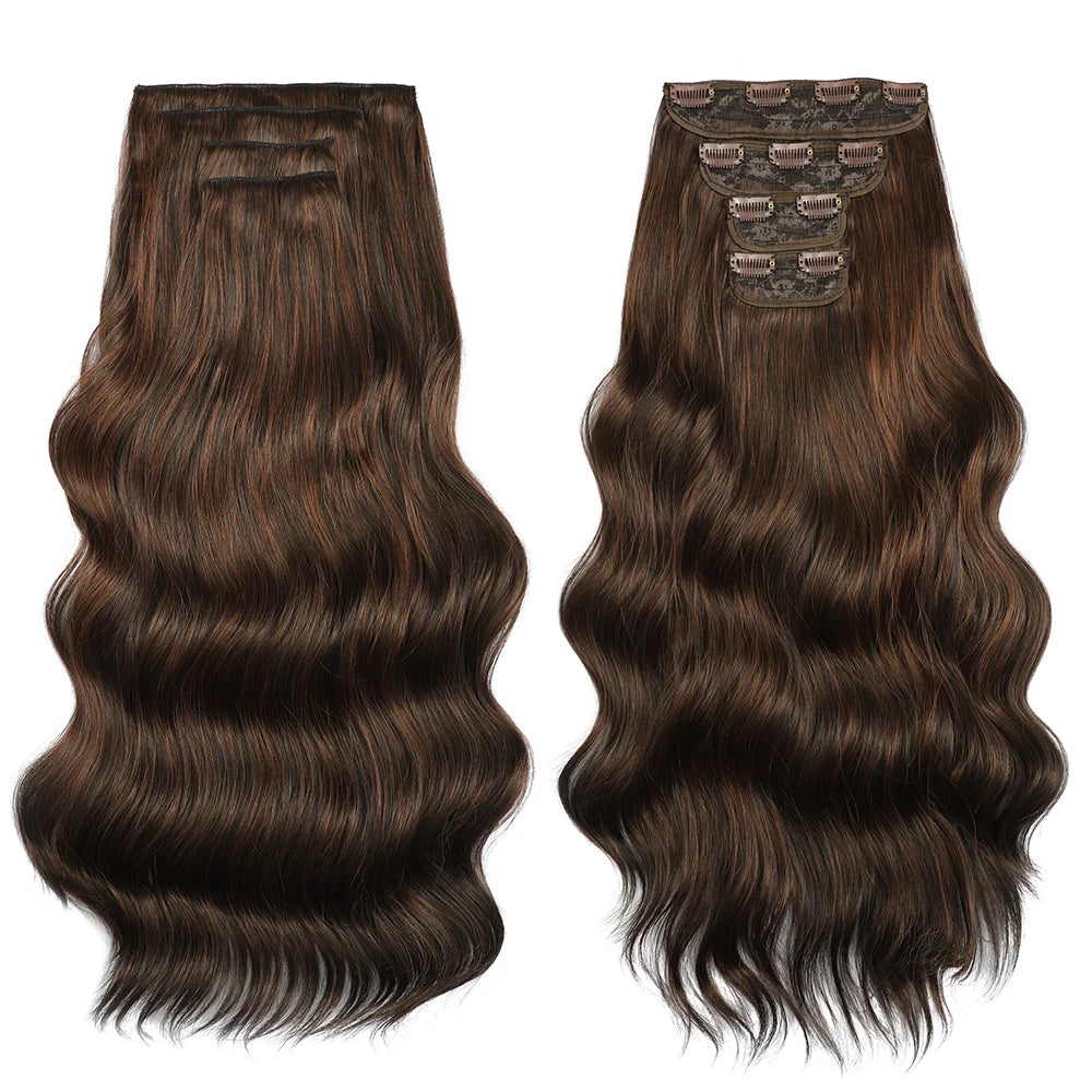 Bio Body-Wave Clip in Hair Extensions 22" 4Pcs/lot 220g Soft Natural Heat Resistant Bio-Synthetic Fiber - MONA HAIR