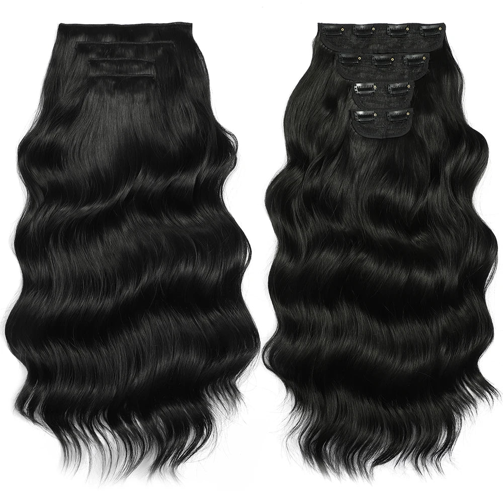 Blonde Clip in Hair Extensions Body Wave 22 inches 4 pcs/lot Soft Natural Heat Resistant BIO-Synthetic Hair - MONA HAIR
