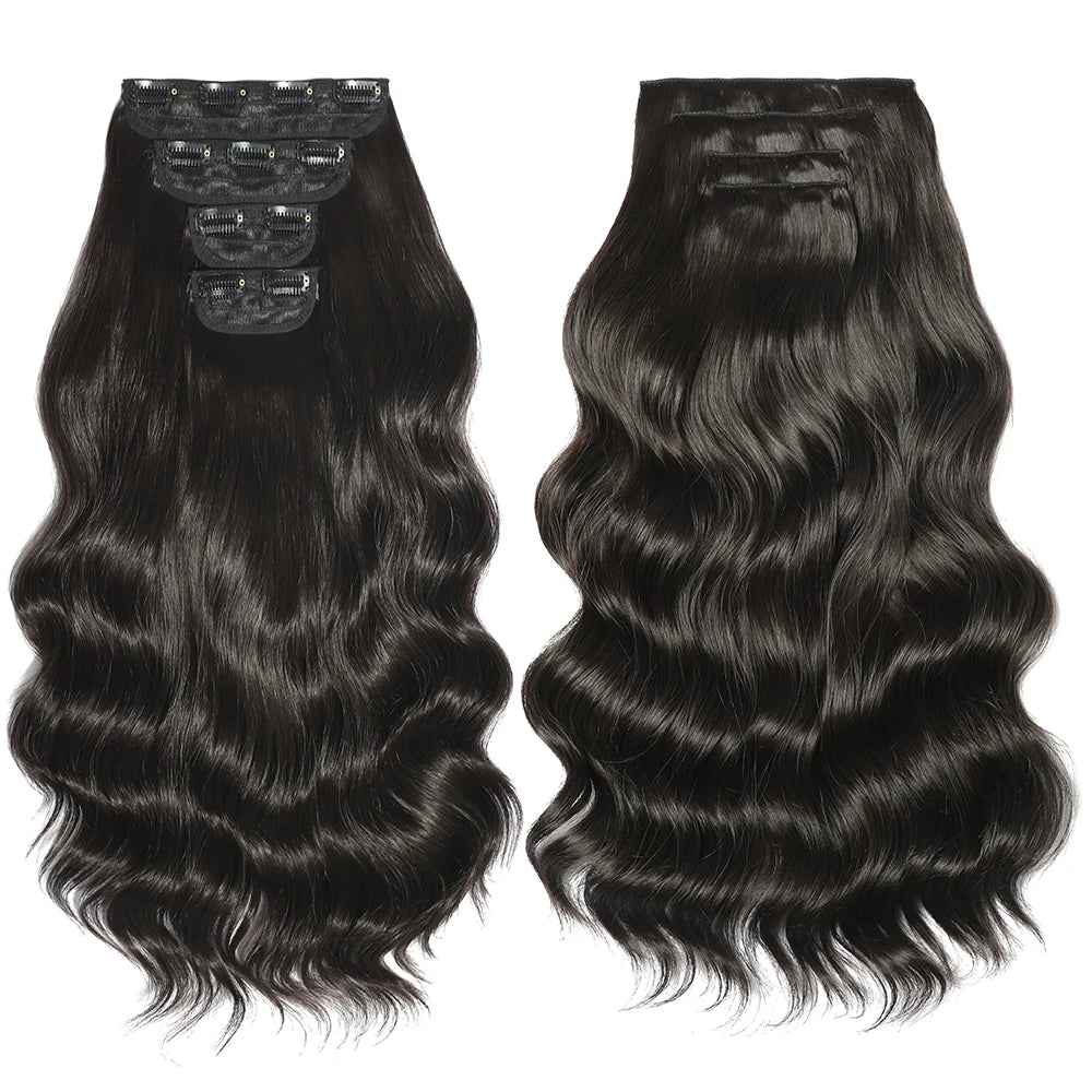 Bio Body-Wave Clip in Hair Extensions 22" 4Pcs/lot 220g Soft Natural Heat Resistant Bio-Synthetic Fiber - MONA HAIR