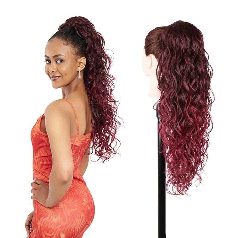 Long Ponytail Drawstring Long Natural Wave Hairpiece Ponytail Extensions Heat Resistant Hair - MONA HAIR