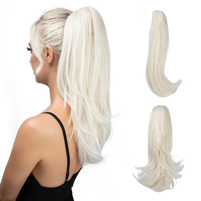 MONA PREMIUM QUALITY
Synthetic Claw Clip In Ponytail Hair Extensions Hairpiece Long Silky Straight Fake Blonde Pigtail With Elastic Band Horse Tail - MONA HAIR