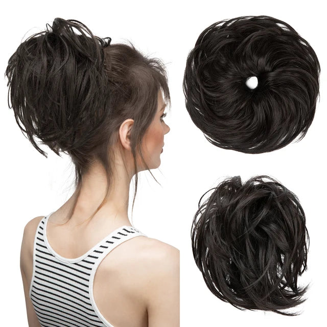Synthetic Elastic Messy Bun Fake Hair Chignon Curly Scrunchie Updo Donut Hairpieces Bands Bundle Tail Blonde Hair For Women - MONA HAIR
