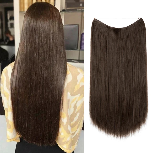 MONA PREMIUM QUALITY No Clip Hair Extension Ombre high quality synthetics Long Short Straight Hairpiece Blonde For Women - MONA HAIR