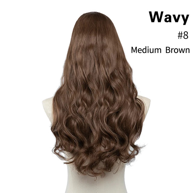 MONA PREMIUM QUALITY HAIR Wavy U Part Wigs for Women Clip in Hair Extension Invisible Half False Wig Long Blonde Black Natural Hairpieces - MONA HAIR