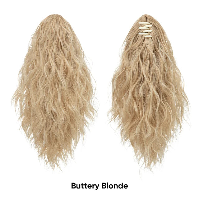 MONA PREMIUM QUALITY 
13Inch Premium Synthetic Curly Claw Clip In Ponytail Blonde Brown Short Hairpiece Fake Hair False Pigtail Hair Extensions P064 - MONA HAIR 