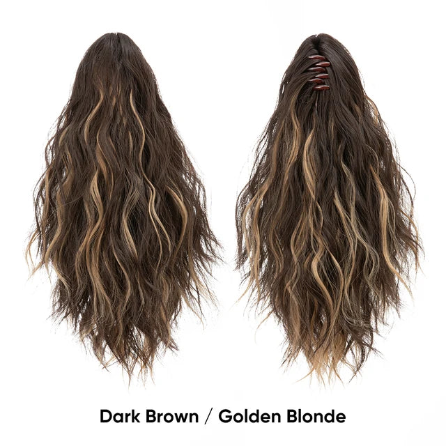 MONA PREMIUM QUALITY 
13Inch Premium Synthetic Curly Claw Clip In Ponytail Blonde Brown Short Hairpiece Fake Hair False Pigtail Hair Extensions P064 - MONA HAIR 
