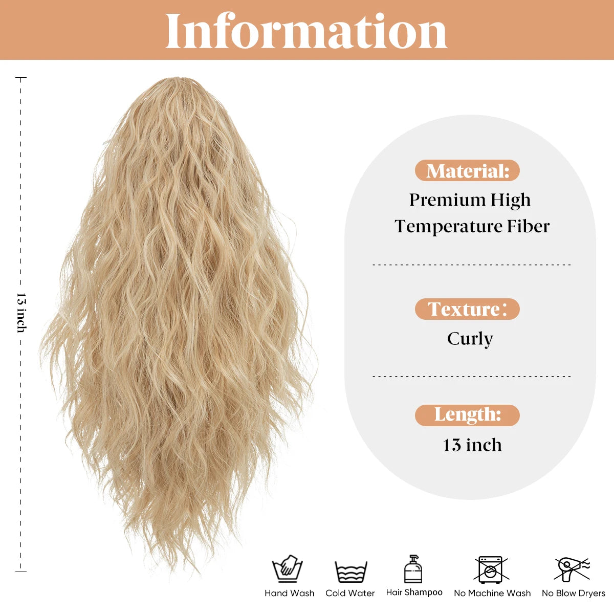MONA PREMIUM QUALITY 
13Inch Premium Synthetic Curly Claw Clip In Ponytail Blonde Brown Short Hairpiece Fake Hair False Pigtail Hair Extensions P064 - MONA HAIR 