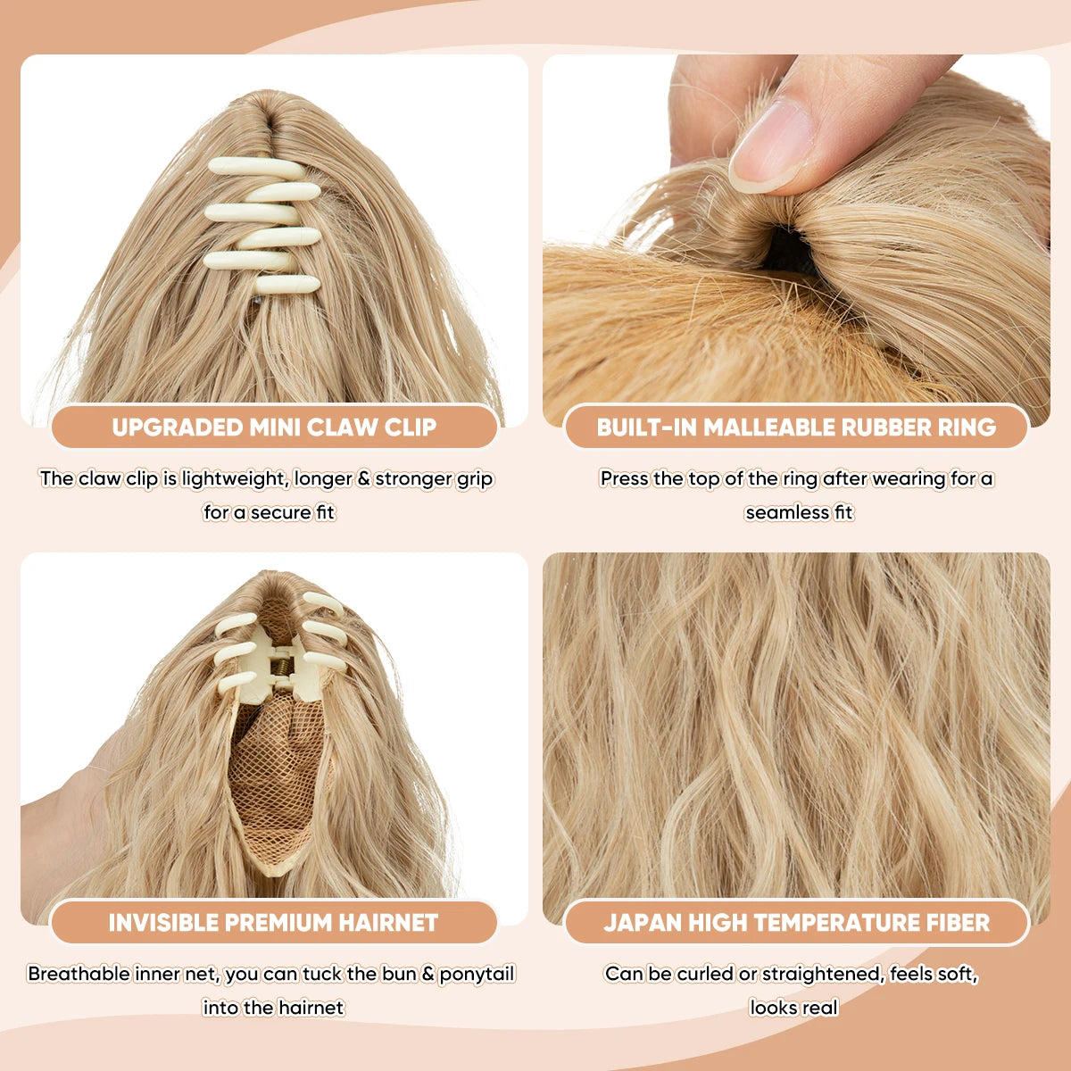 MONA PREMIUM QUALITY 
13Inch Premium Synthetic Curly Claw Clip In Ponytail Blonde Brown Short Hairpiece Fake Hair False Pigtail Hair Extensions P064 - MONA HAIR 