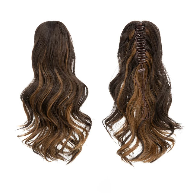 14 Inch Premium Synthetic Wavy Claw Clip In Ponytail Blonde Brown Short Hairpiece Fake Hair Daliy Pigtail Hair Extension P065 - MONA HAIR 