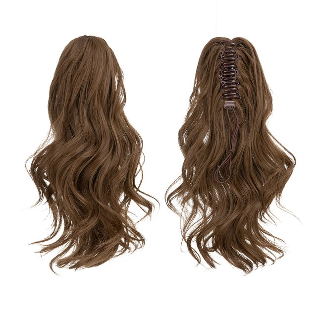 14 Inch Premium Synthetic Wavy Claw Clip In Ponytail Blonde Brown Short Hairpiece Fake Hair Daliy Pigtail Hair Extension P065 - MONA HAIR 