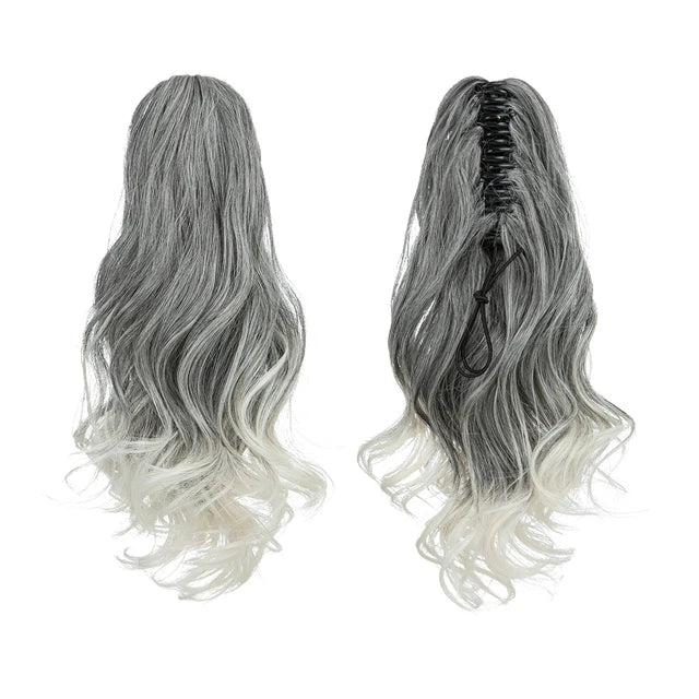 14 Inch Premium Synthetic Wavy Claw Clip In Ponytail Blonde Brown Short Hairpiece Fake Hair Daliy Pigtail Hair Extension P065 - MONA HAIR 