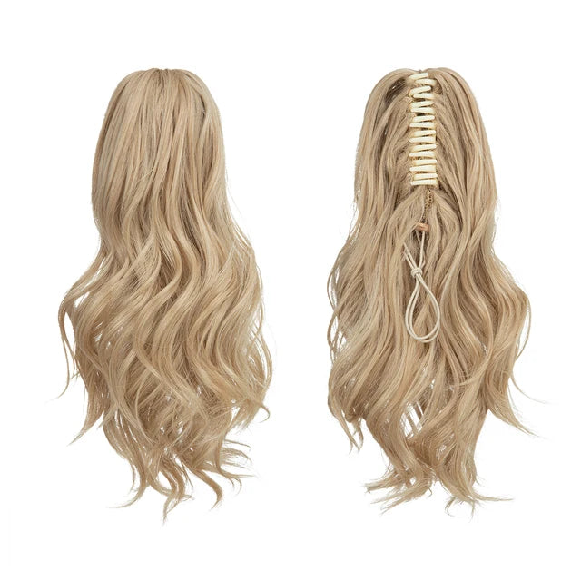 14 Inch Premium Synthetic Wavy Claw Clip In Ponytail Blonde Brown Short Hairpiece Fake Hair Daliy Pigtail Hair Extension P065 - MONA HAIR 