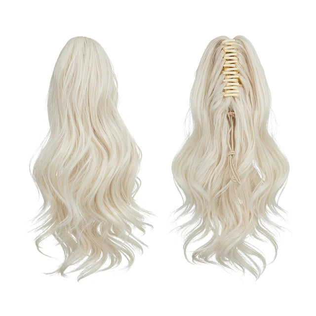 14 Inch Premium Synthetic Wavy Claw Clip In Ponytail Blonde Brown Short Hairpiece Fake Hair Daliy Pigtail Hair Extension P065 - MONA HAIR 