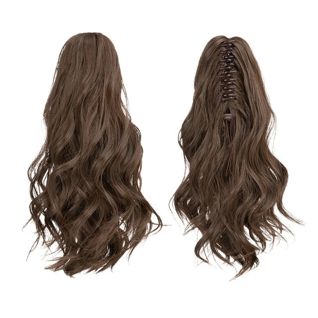 14 Inch Premium Synthetic Wavy Claw Clip In Ponytail Blonde Brown Short Hairpiece Fake Hair Daliy Pigtail Hair Extension P065 - MONA HAIR 