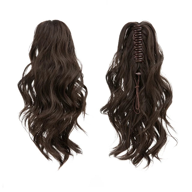 14 Inch Premium Synthetic Wavy Claw Clip In Ponytail Blonde Brown Short Hairpiece Fake Hair Daliy Pigtail Hair Extension P065 - MONA HAIR 