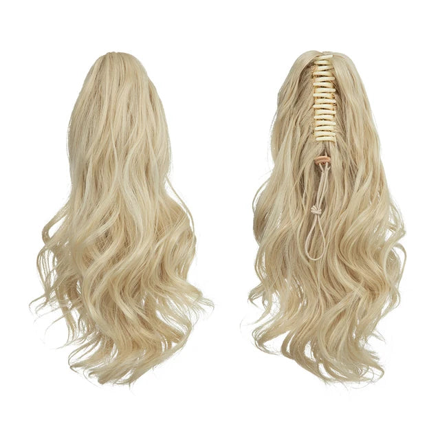 14 Inch Premium Synthetic Wavy Claw Clip In Ponytail Blonde Brown Short Hairpiece Fake Hair Daliy Pigtail Hair Extension P065 - MONA HAIR 