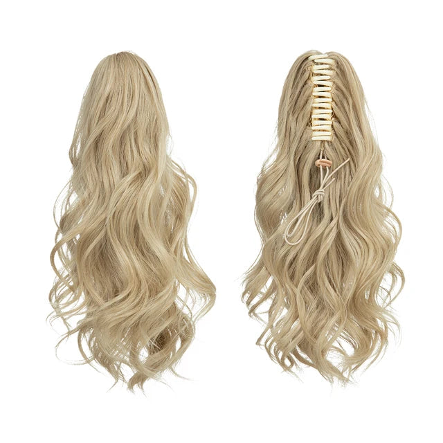 14 Inch Premium Synthetic Wavy Claw Clip In Ponytail Blonde Brown Short Hairpiece Fake Hair Daliy Pigtail Hair Extension P065 - MONA HAIR 