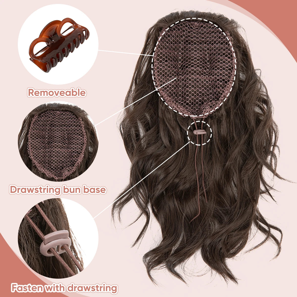 14 Inch Premium Synthetic Wavy Claw Clip In Ponytail Blonde Brown Short Hairpiece Fake Hair Daliy Pigtail Hair Extension P065 - MONA HAIR 