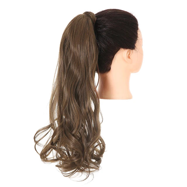20" Synthetic Natural Wave Hair Ponytail Extension Hairpiece Clip-in Pony Tail  Heat Resistant Wrap Around Hair Piece For Women - MONA HAIR 