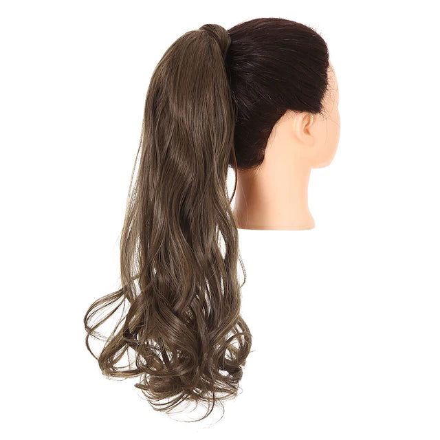 20" Synthetic Natural Wave Hair Ponytail Extension Hairpiece Clip-in Pony Tail  Heat Resistant Wrap Around Hair Piece For Women - MONA HAIR 