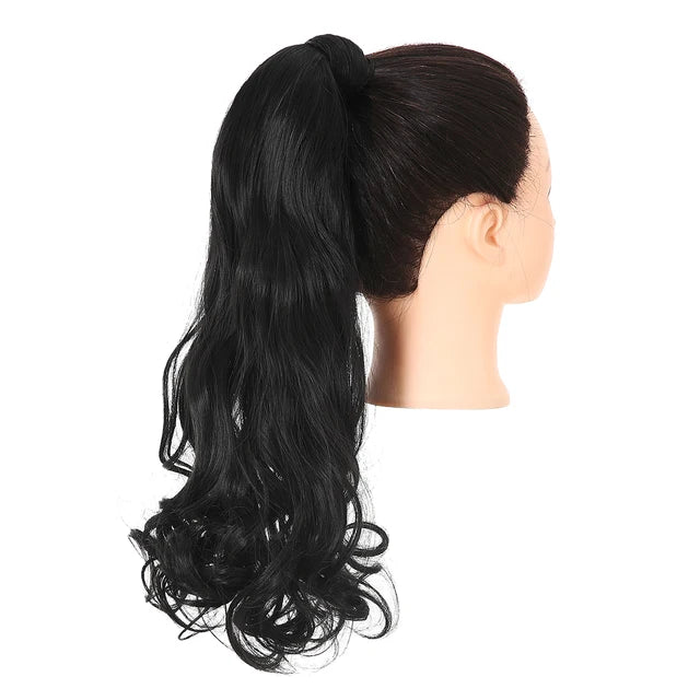 20" Synthetic Natural Wave Hair Ponytail Extension Hairpiece Clip-in Pony Tail  Heat Resistant Wrap Around Hair Piece For Women - MONA HAIR 