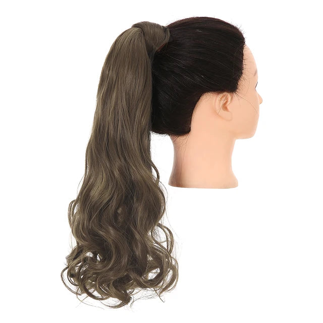 20" Synthetic Natural Wave Hair Ponytail Extension Hairpiece Clip-in Pony Tail  Heat Resistant Wrap Around Hair Piece For Women - MONA HAIR 