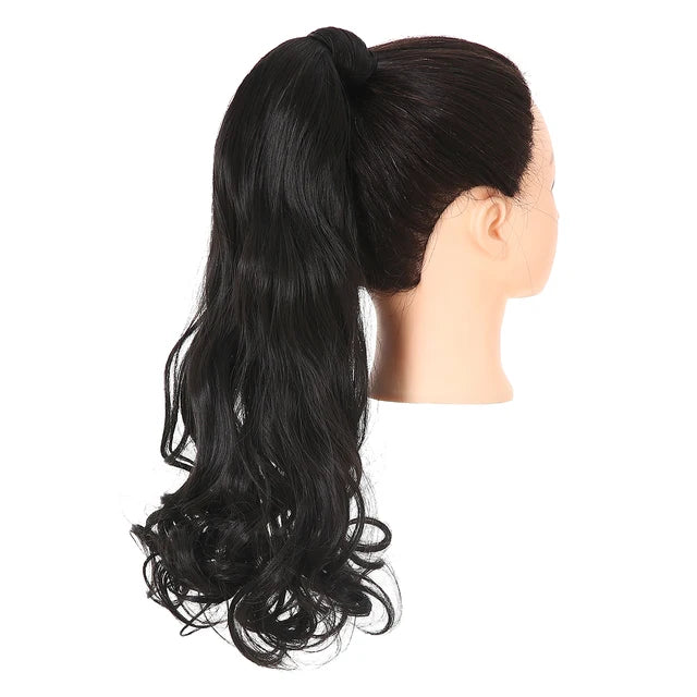 20" Synthetic Natural Wave Hair Ponytail Extension Hairpiece Clip-in Pony Tail  Heat Resistant Wrap Around Hair Piece For Women - MONA HAIR 