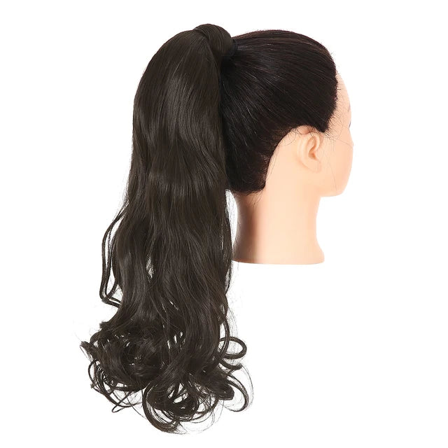 20" Synthetic Natural Wave Hair Ponytail Extension Hairpiece Clip-in Pony Tail  Heat Resistant Wrap Around Hair Piece For Women - MONA HAIR 