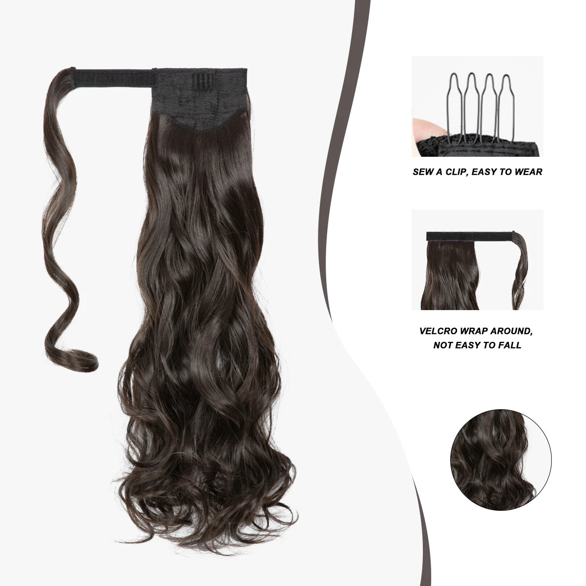 20" Synthetic Natural Wave Hair Ponytail Extension Hairpiece Clip-in Pony Tail  Heat Resistant Wrap Around Hair Piece For Women - MONA HAIR 