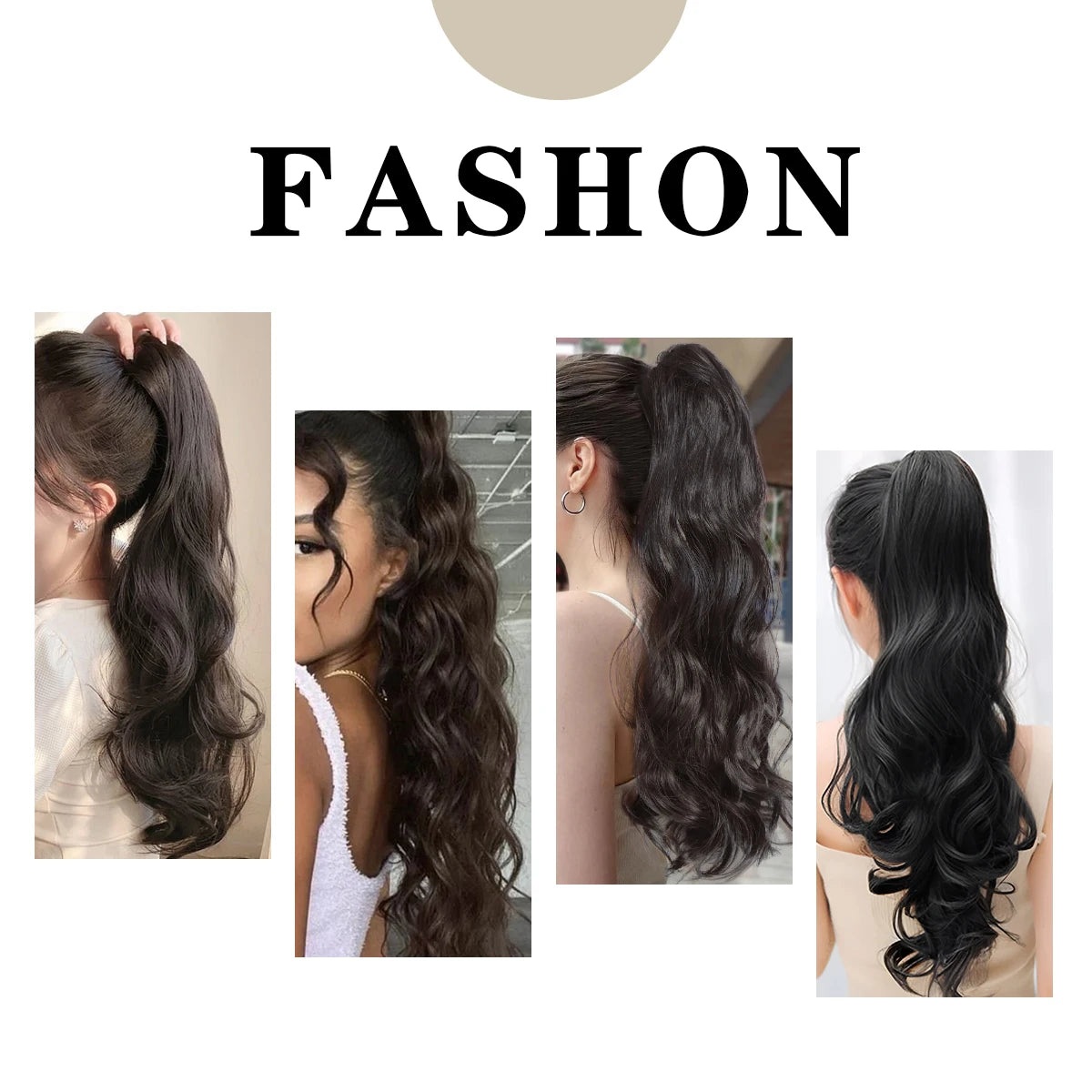 20" Synthetic Natural Wave Hair Ponytail Extension Hairpiece Clip-in Pony Tail  Heat Resistant Wrap Around Hair Piece For Women - MONA HAIR 
