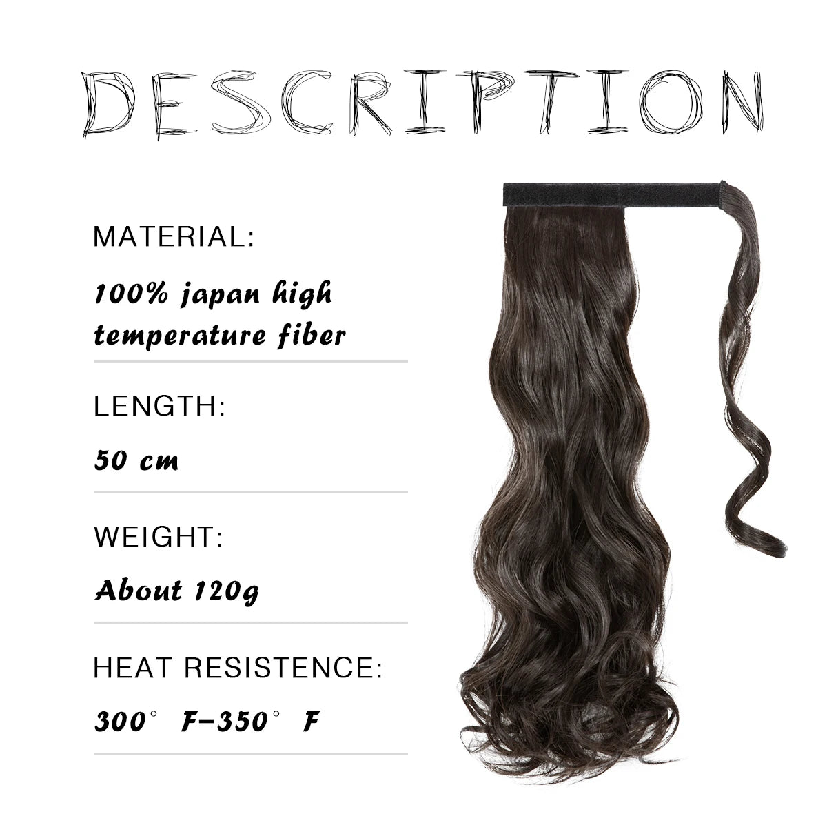20" Synthetic Natural Wave Hair Ponytail Extension Hairpiece Clip-in Pony Tail  Heat Resistant Wrap Around Hair Piece For Women - MONA HAIR 