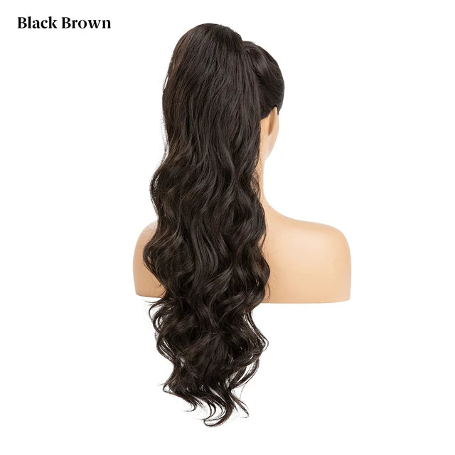 26 Inch Long Synthetic Ponytail Extension Drawstring Hair Extensions Curly Wavy Natural Hairpiece for Women P062 - MONA HAIR 