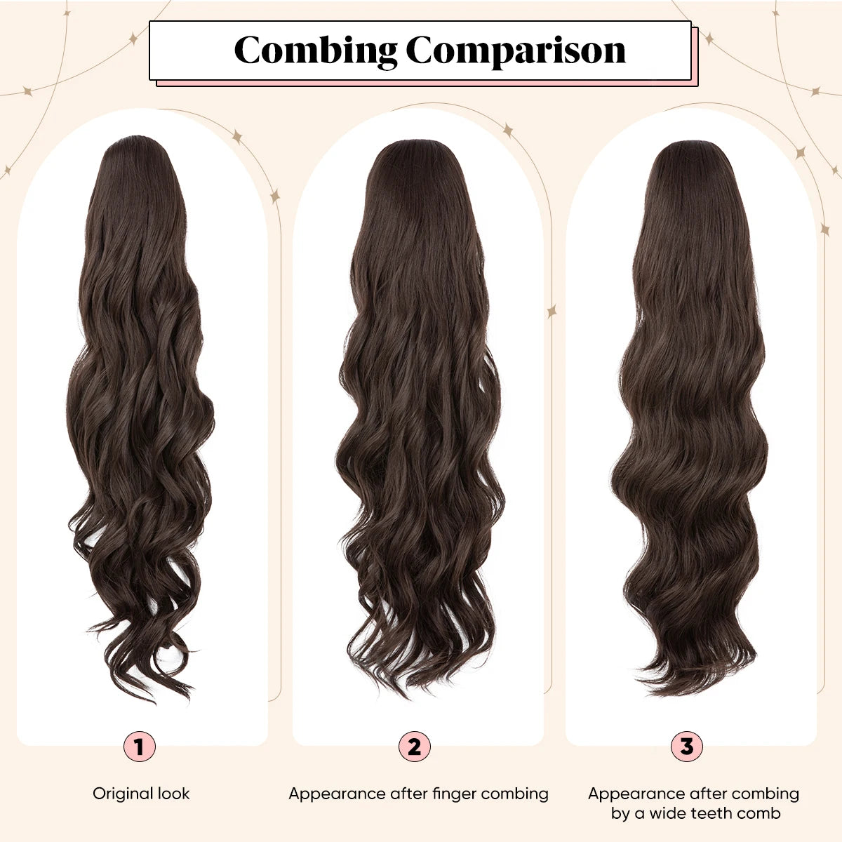 26 Inch Long Synthetic Ponytail Extension Drawstring Hair Extensions Curly Wavy Natural Hairpiece for Women P062 - MONA HAIR 