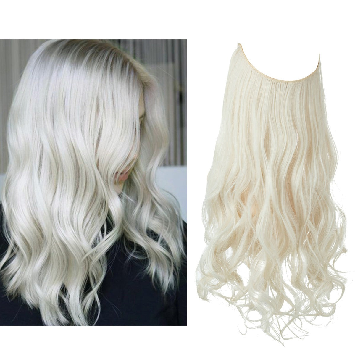 European And American Wig Piece Female Fishline Hair Extension Piece Chemical Fiber Matte High Temperature Silk Long Curly Human Hair - MONA HAIR 