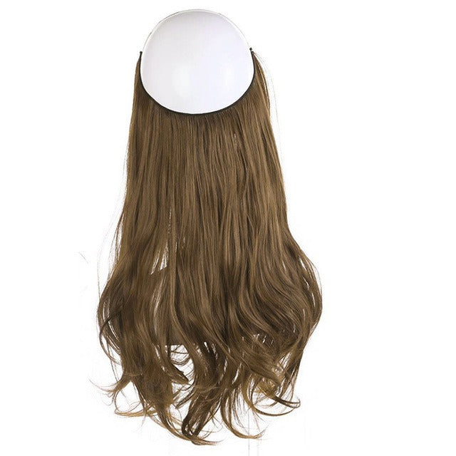 European And American Wig Piece Female Fishline Hair Extension Piece Chemical Fiber Matte High Temperature Silk Long Curly Human Hair - MONA HAIR 